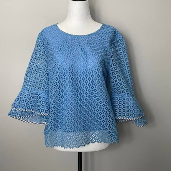 Blue Lace Top - Draper James - Size 10 - Picture 1 of 1
